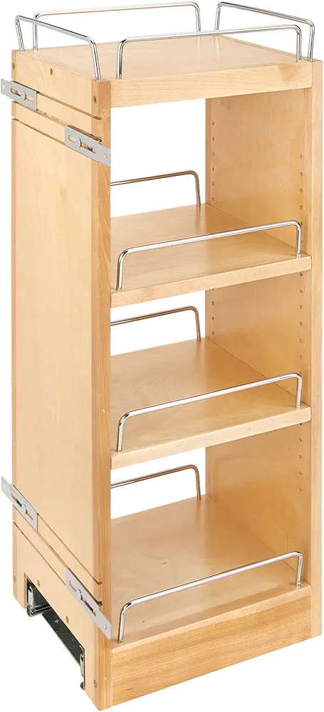 Rev-A-Shelf 448-BBSCWC-9C - Armario de pared de madera extraíble para cocina con cierre suave, totalmente montado con accesorios incluidos, arce natural