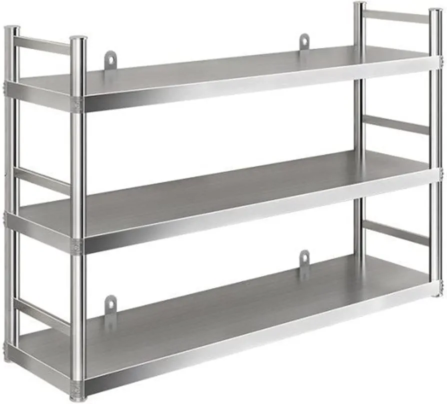 Estante de pared de metal para cocina, estantes de acero inoxidable, almacenamiento de catering, organizador multifuncional para horno, microondas, estante flotante para ducha de baño