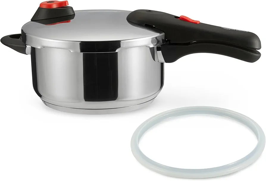 Amazon Basics Olla A Presión de Acero Inoxidable, Apta para inducción, 4 Litros, Plateado