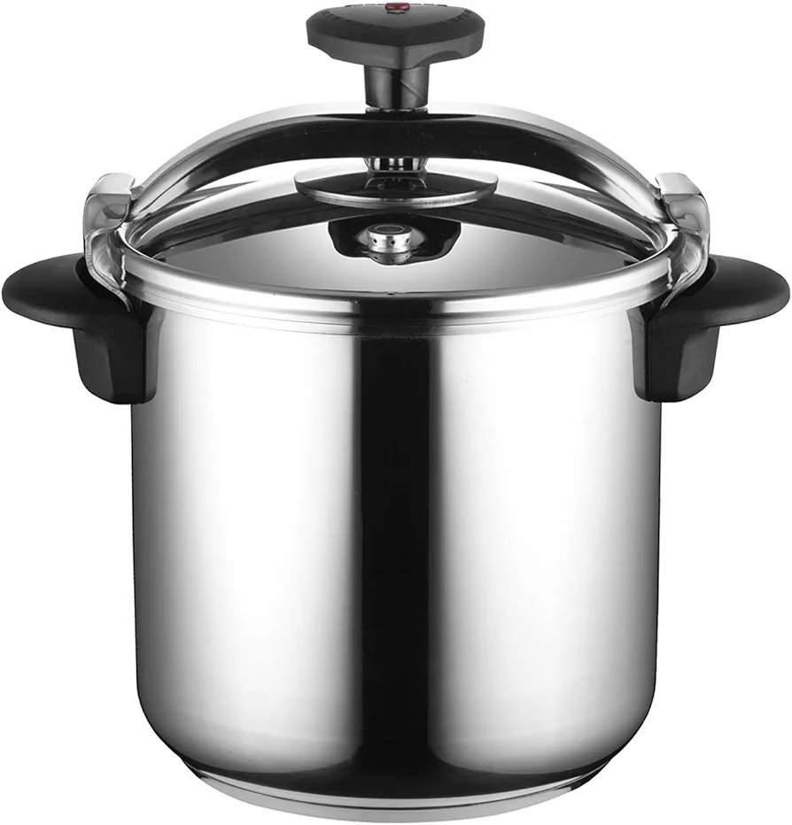 MAGEFESA STAR Olla presión rápida de fácil uso, acero inoxidable 18/10, apta para todo tipo de cocinas, incluido inducción. Fondo termodifusor encapsulado de 5capas, excelente distribución del calor