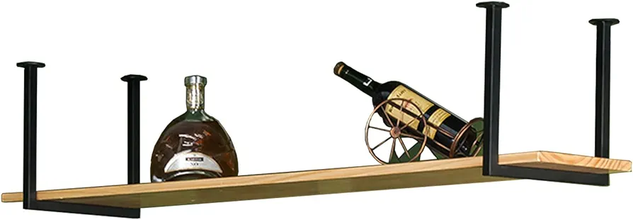 Estante de techo para madera maciza de hierro forjado estante para vino colgante soporte de almacenamiento suspendido/soporte de flores y estantes flotantes para bares/restaurantes/cocinas (tamaño: