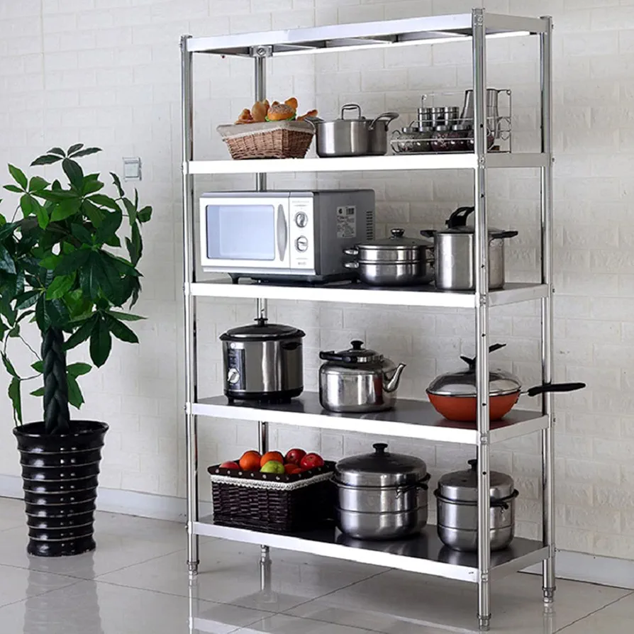 Estante organizador de cocina de 5 niveles con soporte para microondas, estación de trabajo para almacenamiento doméstico, 100 cm