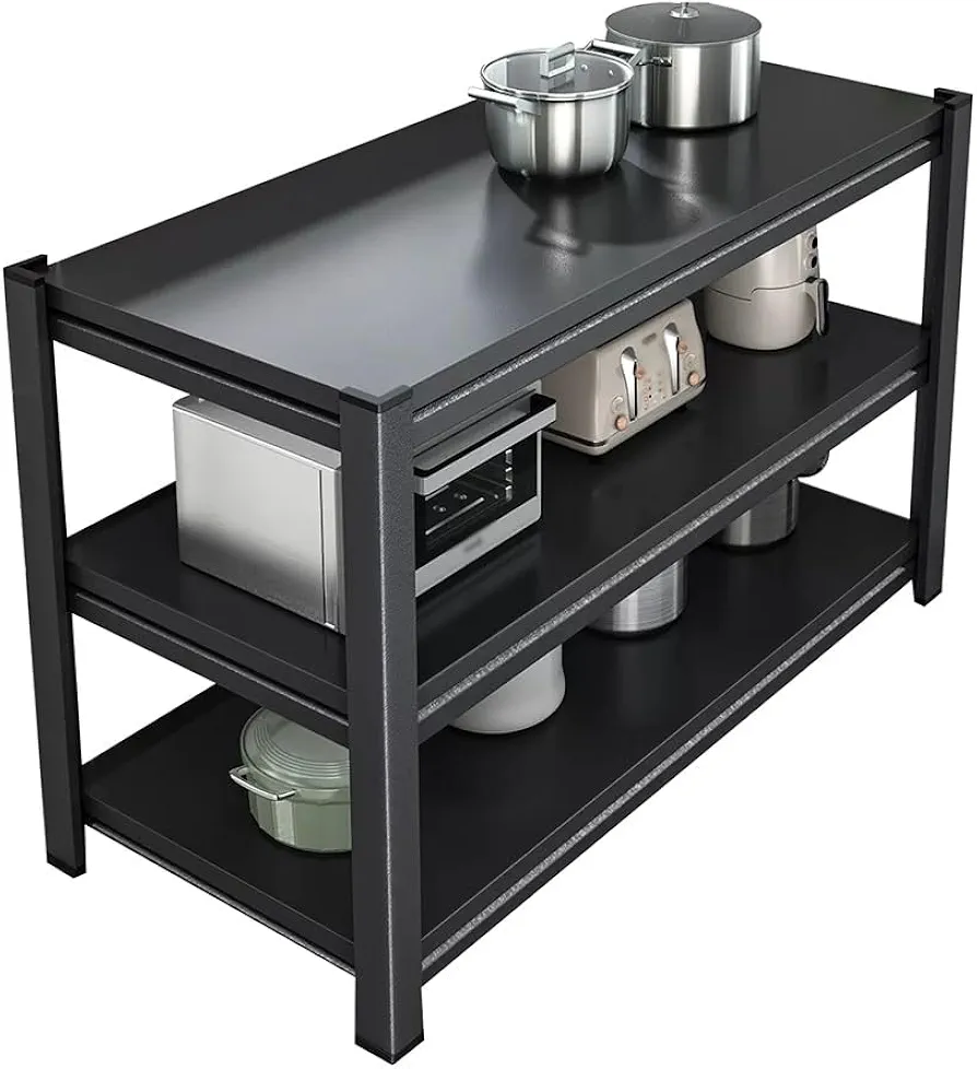 Estante de cocina para microondas, organizador multifuncional de almacenamiento de ollas, estantería de metal resistente con soporte de almacenamiento de vajilla (negro, 80 x 40 x 80 cm)