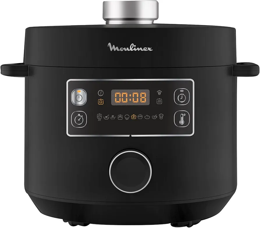 Moulinex Epic Turbo Cuisine CE7548 - Olla a presión eléctrica 1090 W, 10 programas automáticos, cestillo de cocción al vapor, Negro