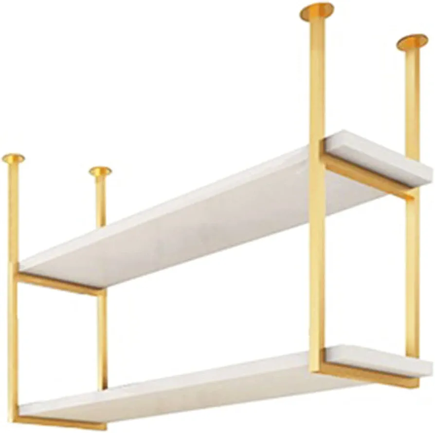 DCTPETHM Estante para ollas y sartenes para Colgar en el Techo, 60/80/100/120 cm, estantería de Almacenamiento para Cocina, Soporte Flotante de Madera y Metal para Flores, Soporte para Vino