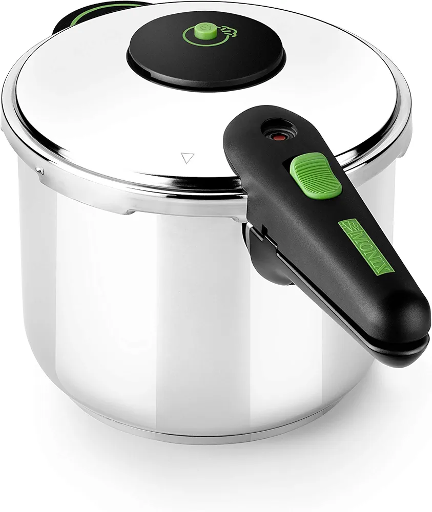 MONIX Presto Olla a presión, 7 litros, acero inoxidable 18/10, apto para todo tipo de cocina incluida inducción