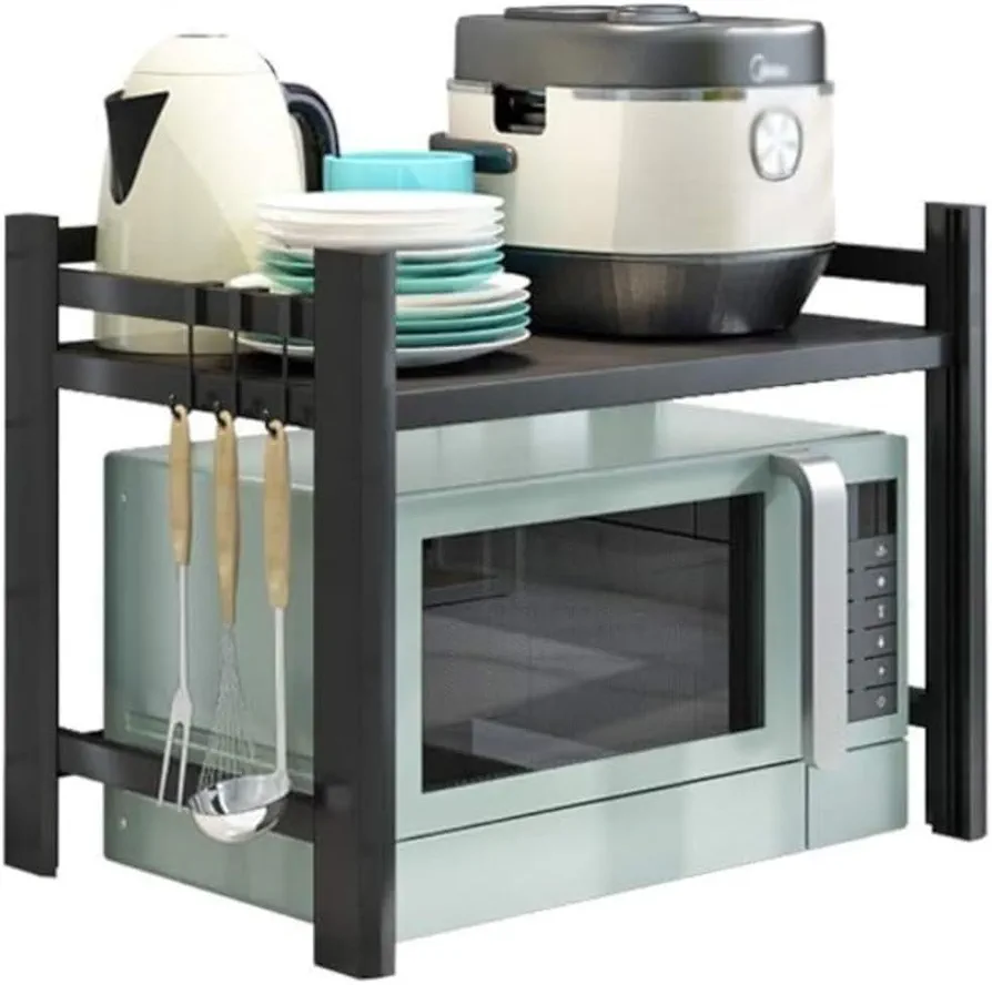 TBGJSYY Soporte microondas Organizador Cocina Estante microondas Soporte para microondas, Estante para Horno de microondas, Estante retráctil para microondas, Estante de Escritorio Negro, Estante de