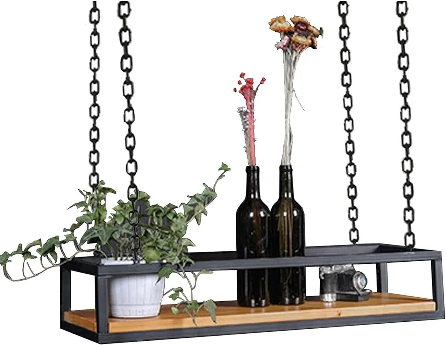 TATITZRO Estantes para Plantas montados en el Techo, Estante Flotante para Bar, Soporte de Almacenamiento de Cocina, Soporte para Plantas montado en la Pared, Estante suspendido para Flores