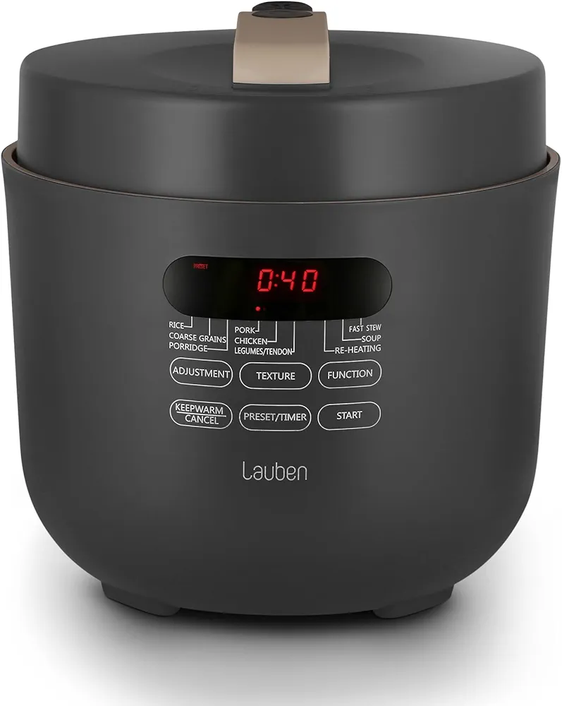 Lauben Olla a presión eléctrica 5000AT con capacidad de 5 l, 9 programas, multicocina, incluye libro de cocina, ajuste manual, control con una mano, mantener caliente