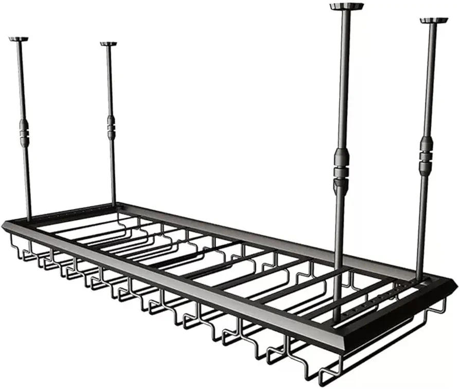 Estante de techo para vinos, estante colgante para copas de vino, estantes para vinos montados en la pared, estante para vinos de pared para botellas de vino, soporte flotante para vinos.(120cm)