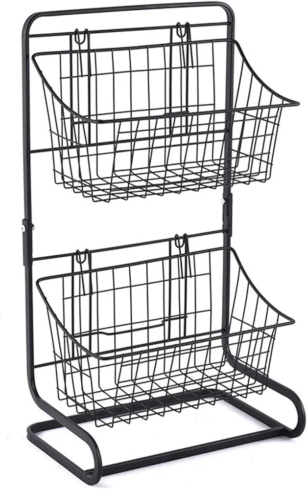 Estante de Cocina Almacenamiento Rack Cesto Soporte de 2 niveles Cocina Dormitorio Almacenamiento Estante Organizador para Frutas Verduras Artículos de tocador Herramientas Herramientas Almacenamiento