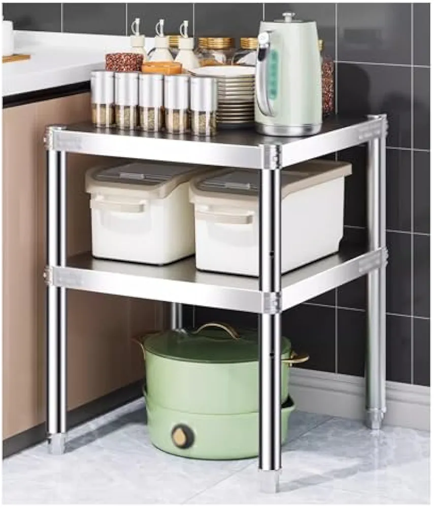 Organizador de almacenamiento ajustable de acero inoxidable para cocina, baño y lavandería, 20 x 40 x 120 cm, soporte con estante que ahorra espacio y solución de almacenamiento versátil