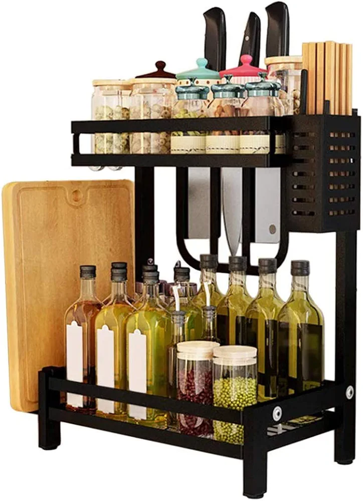 LTLWSH 2 Niveles Especiero Cocina Soportes para Botes de Especias, Estanteria Cocina, Organizador de Especias y Hierbas, Spice Rack Botella de Especias Poseedor,2 Layer