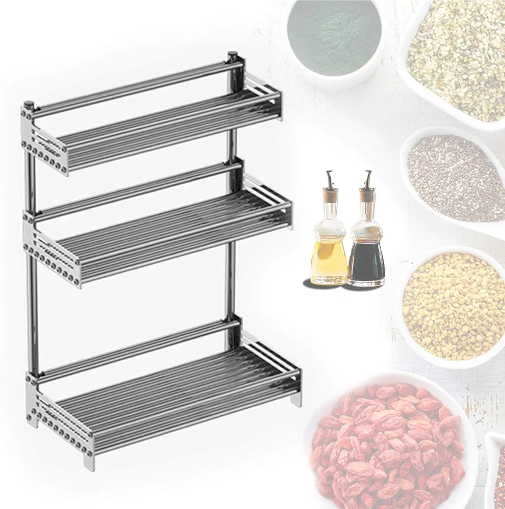 YSNJIN Soportes Botes De Especias Acero Inoxidable 3 Niveles Especiero De Cocina Encimera Multiuso con Fácil De Limpiar para Botes De Especias