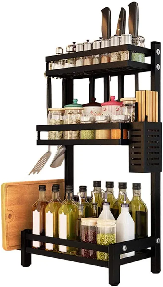 LTLWSH 2 Niveles Especiero Cocina Soportes para Botes de Especias, Estanteria Cocina, Organizador de Especias y Hierbas, Spice Rack Botella de Especias Poseedor,3 Layers